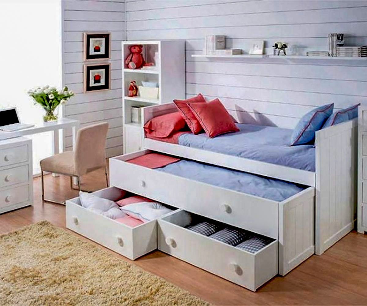 кровати для подростков с выдвижными ящиками из массива